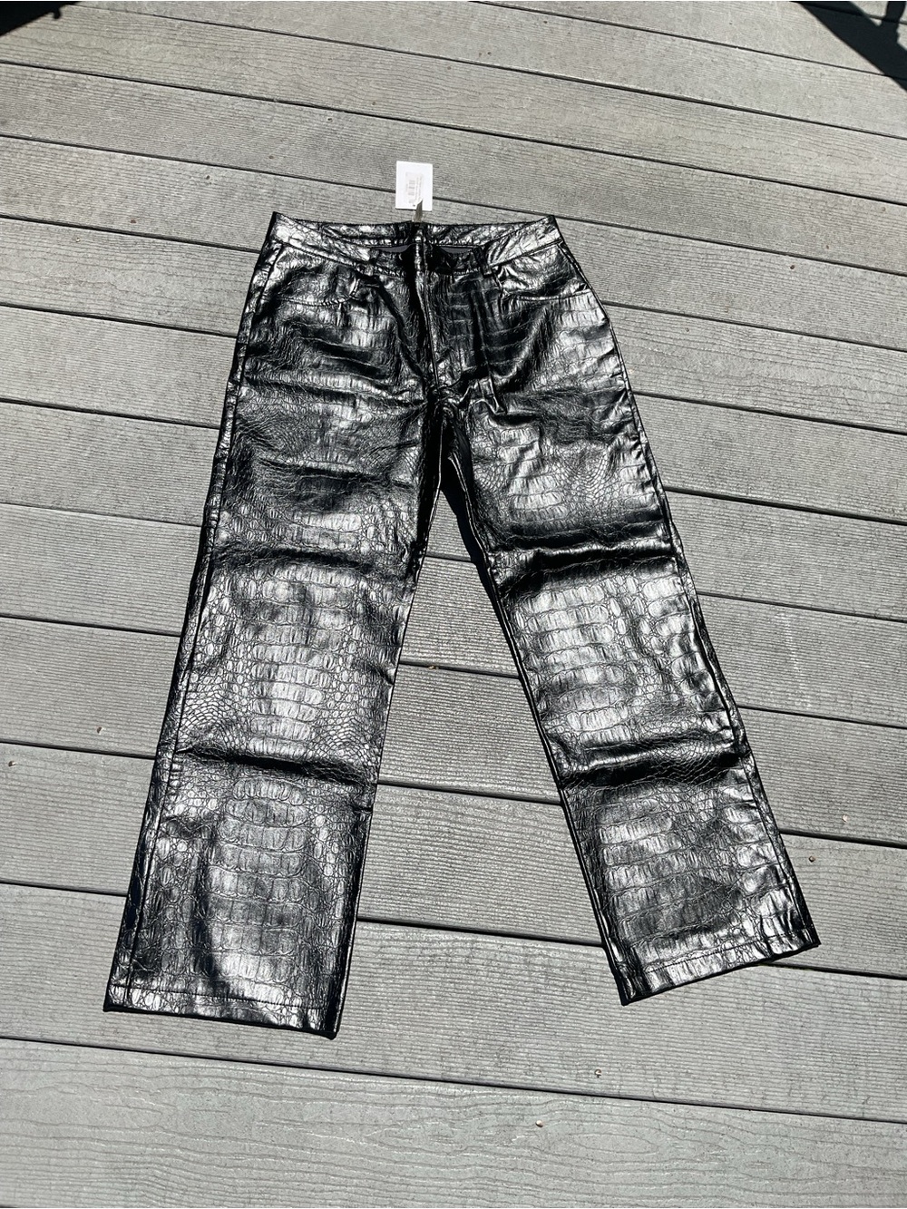Bishop Street Apparel Black Croc-Embossed Pants by Ken&Cody medium
